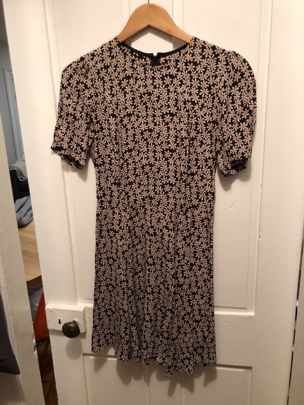 Reformation Black & Tan Daisy Print Shift Dress